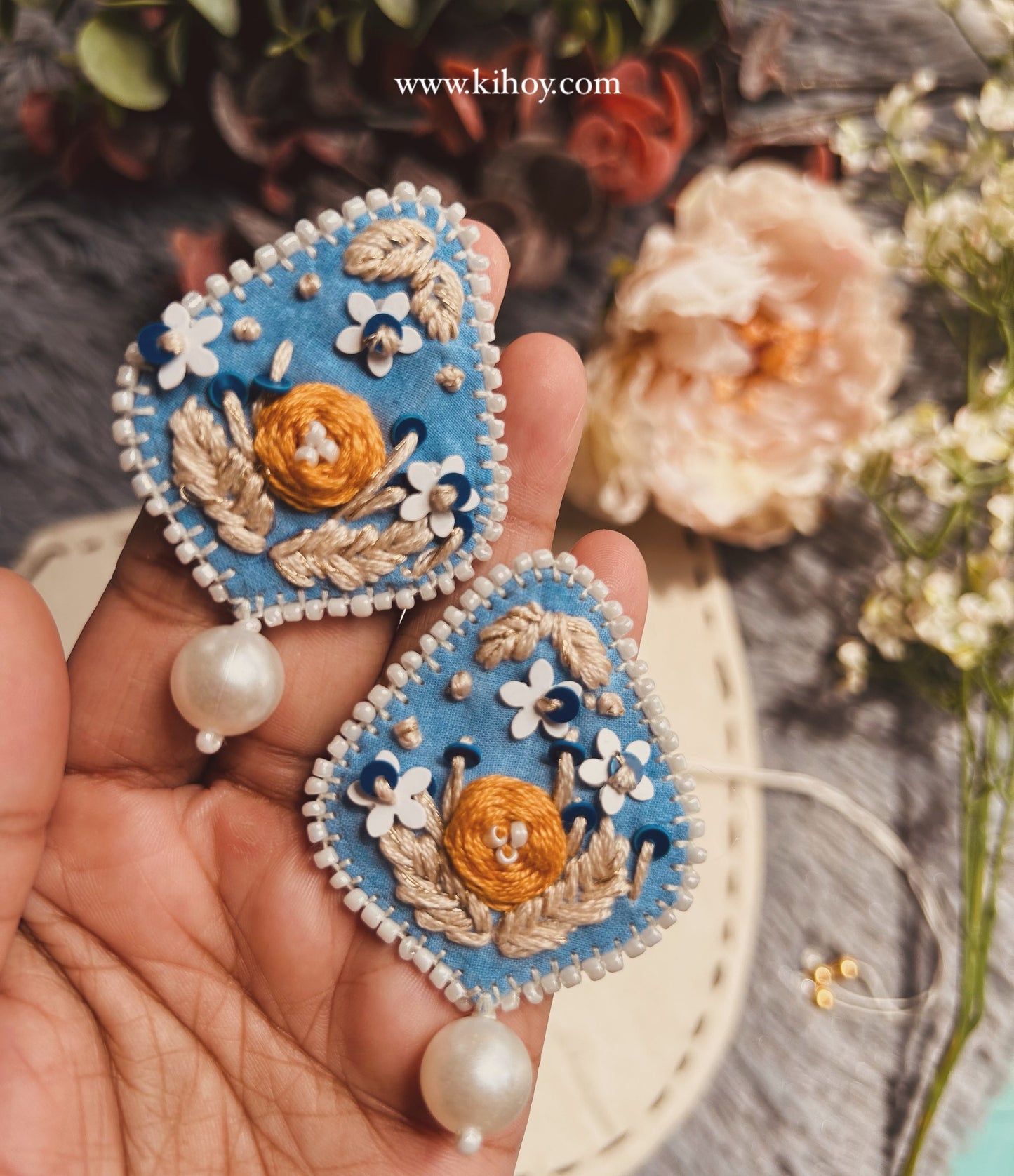 MISTIC Dusk Hand embroidered earrings by KIHOY