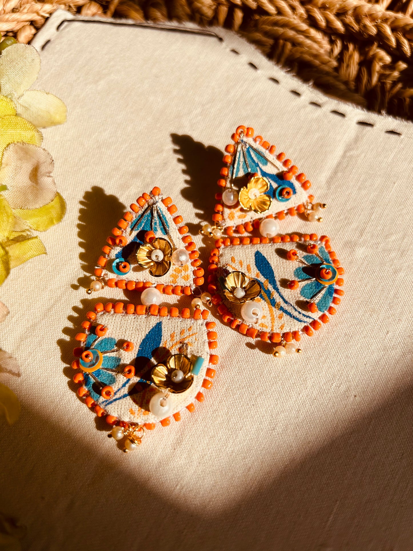 Gul Rang hand painted and embroidered earrings