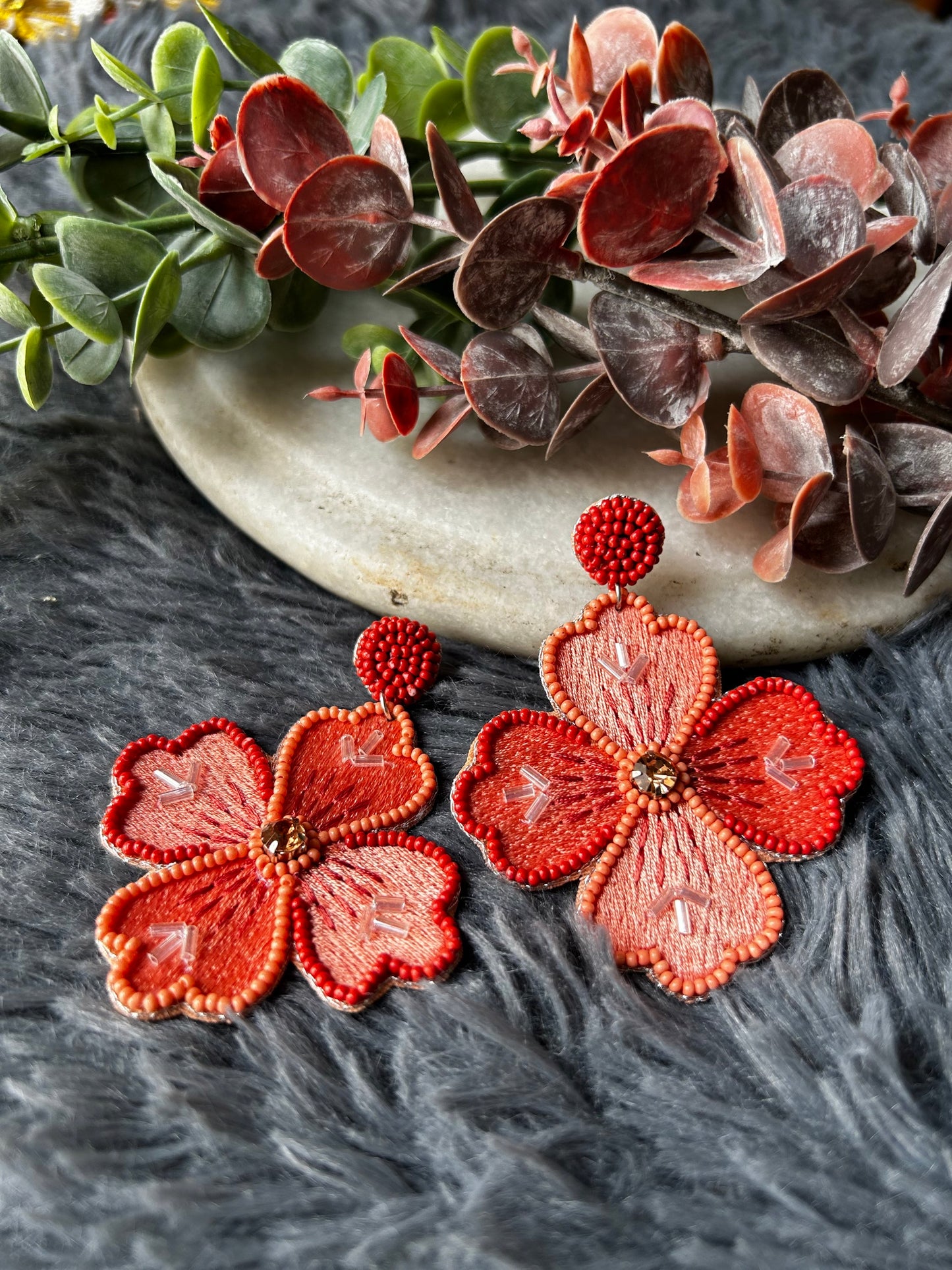 Autumn Blossom Coral Earrings