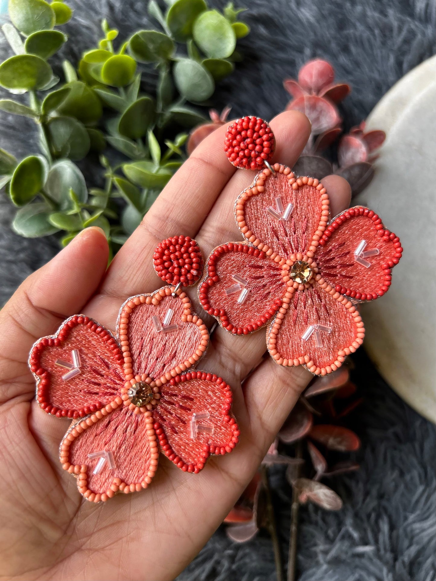 Autumn Blossom Coral Earrings