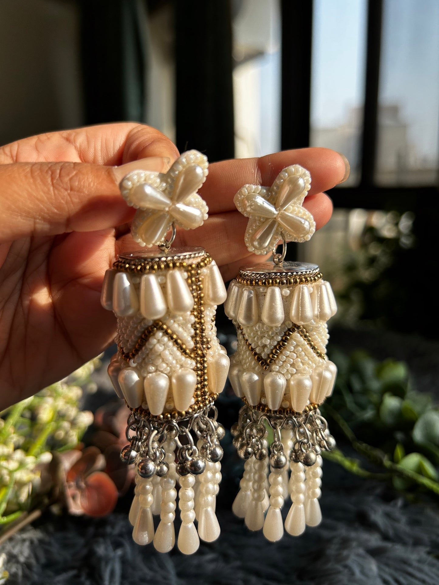 Chandelier Earrings by Kihoy (White)