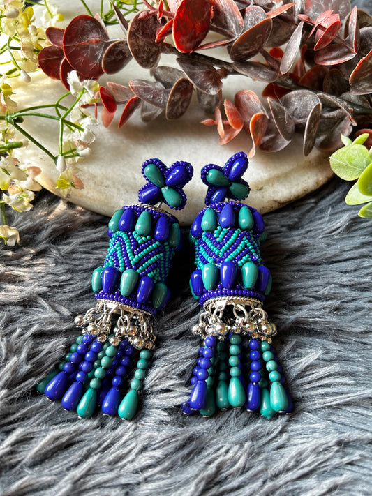 Blue and Aqua Chandelier Earrings by Kihoy