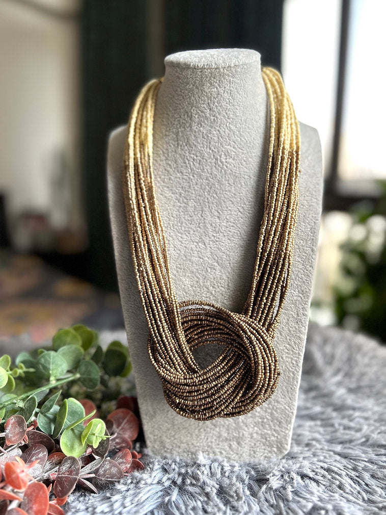 BOHO HOOP MULTI-STRAND NECKLACE (GOLD)